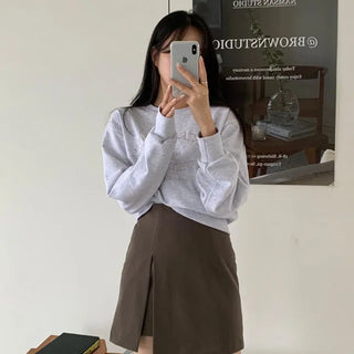 Musis Wrap Asymmetrical Slit Wool Mini Skirt