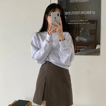 Musis Wrap Asymmetrical Slit Wool Mini Skirt