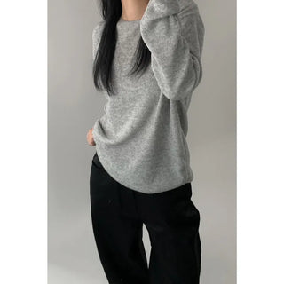 Raw Round Loose Long Sleeve Tee