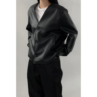 Tilde Collarless Leather Jacket