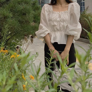Smoke Shirred Puff Blouse