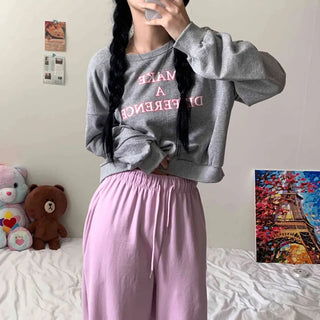 [Effortless Chic/Casual] Make Lettering Crop Sweatshirt (3 colors)