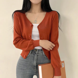 Soft, V-Neck Crop Knit Cardigan