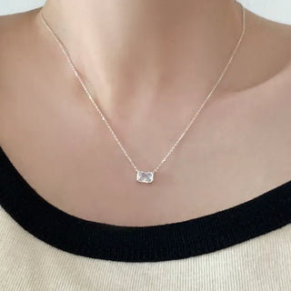 Square White Green Cubic Point Necklace