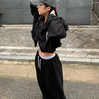 Crop Two-Way Zip-Up Hoodie