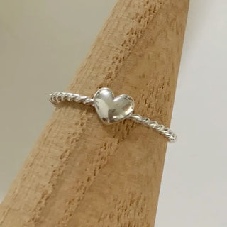 Mini Volume Heart Twist Layered Open Ring