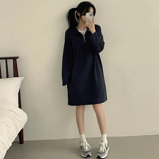 Overload of Cuteness, Anorak Half-Zip Collared Long Dress