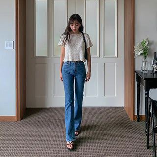 Slit bootcut denim pants