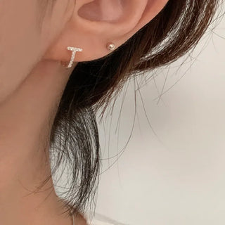 Cubic T Mini One-Touch Earrings