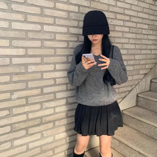[Is the color for real?] Alpaca Rose Loose Fit V-Neck Knit (6 colors)