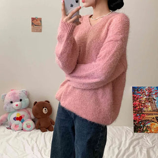 [No Shedding/Loose Fit] Blanc Pine Needle V-Neck Knit (6 colors)