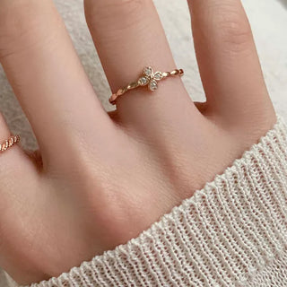 Flower Cubic Layered Ring (Silver, Rose Gold)