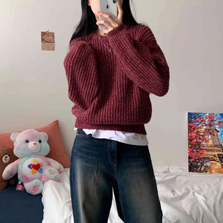 [Until Midwinter] Cream Thick Loose Fit Round Balloon Knit (13 colors)