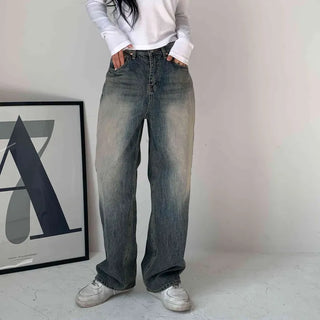 [Lower Body Full Coverage] FW Vintage Side Wash Wide Fit Denim Jeans
