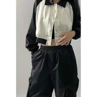 Color-block shining short jacket