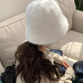 Angora round bucket hat (bucket hat wool hat angora)