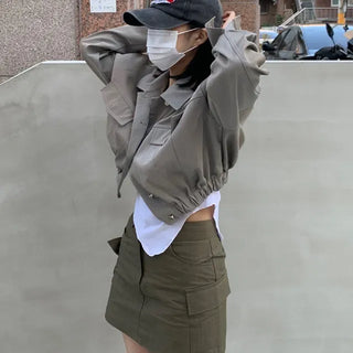 Nylon Cargo Miniskirt