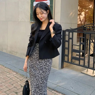 Roind One-Button Loose-Fit Crop Jacket