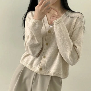 Slimming Cashmere V-Neck Loose Fit Knit Cardigan
