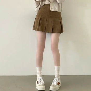 Lovely Mood, Corduroy Pleated Mini Skirt