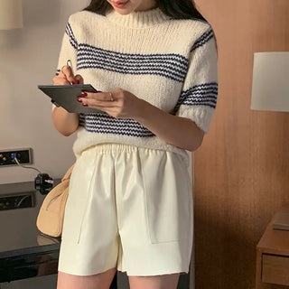 Alpaca striped round knit