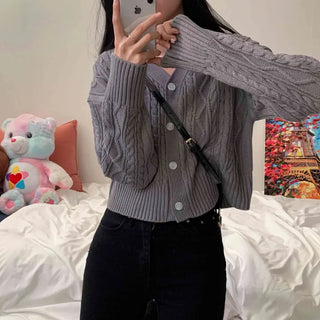 [Until Winter] Delicate Fit Cable Knit Jetty Crop Cardigan (6 colors)