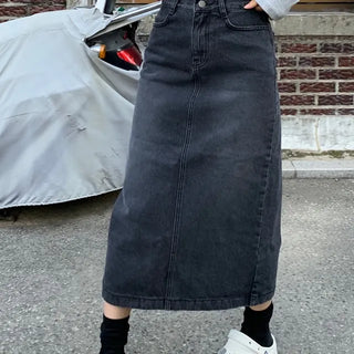 Slit Long Denim Skirt