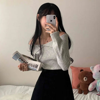 [Knit Hotspot/Delicate Fit] Goddess Winter Off-Shoulder Year-End Look Knit (5 colors)