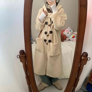 [Highly Inquired / Super Warm] Shearling Hooded Long Duffle Coat (2 colors)
