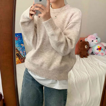 [Is the color real?/Loose Fit] Fluffy Color Mix Round Knit (5 colors)