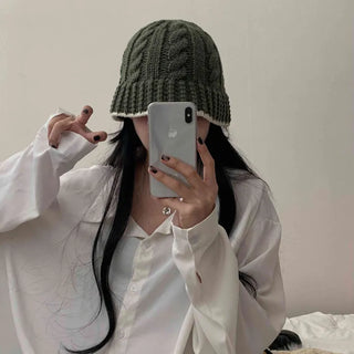 [80% Wool/Guaranteed Fit] Daily Cable Knit Mochi Bucket Hat (4 colors)
