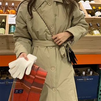 6oz Long Padded Trench Belt Long Padded Coat