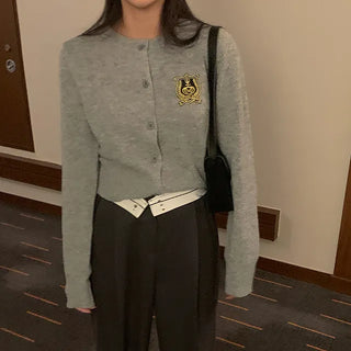 Teen preppy embroidered cardigan