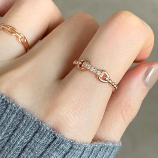 Cubic Buckle Ball Ring (Silver, Rose Gold)
