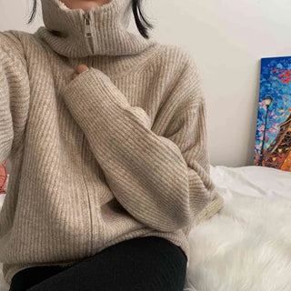 [Fleece-lined/Loose Fit] High Wool Turtleneck Fleece Zip-up (5 colors)