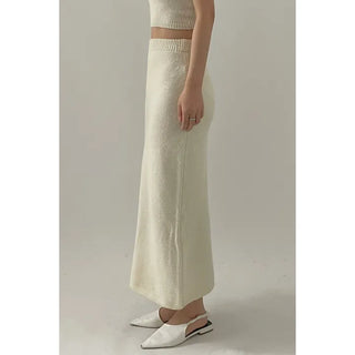 Pique knit maxi skirt