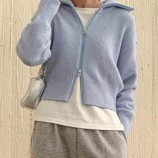 Maha 2-way zip-up knit