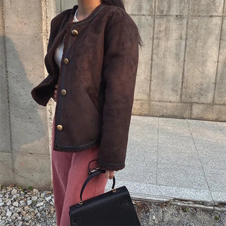 Jake Collarless Shearling Jacket