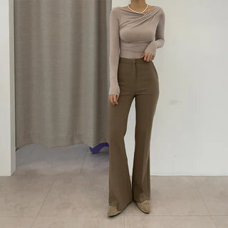 Long-legged stretch slim long bootcut pants