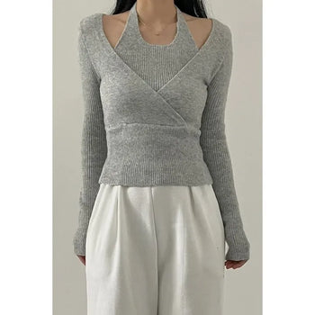 Halterneck V-neck Knit