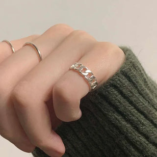 Soft Chain Open Pinky Ring (Silver, Rose Gold)