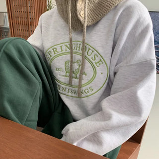 sheep embroidered sweatshirt
