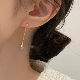 Rose Gold Cubic Teardrop Mini Drop Earrings