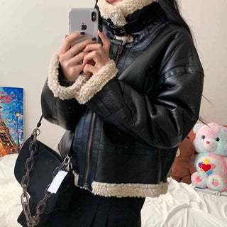 [No Shedding/Turtleneck] Brownie Leather Shearling Mustang Jumper (2 colors)