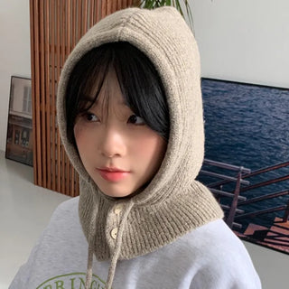 Button knit balaclava