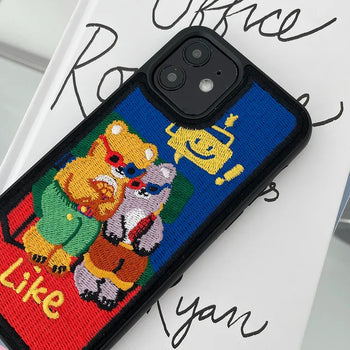 Sunglasses Bear Embroidered iPhone Case