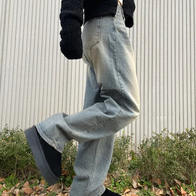 Washed Loose Wide Denim Pants