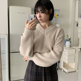 Boro cropped V-neck knit