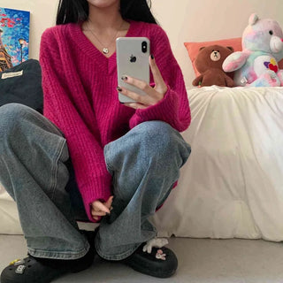 [7% Wool/Thick] Oversized V-Neck Thick Knit Dress (6 colors)