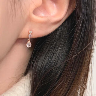 Rose Gold Delicate Cubic Drop Earrings